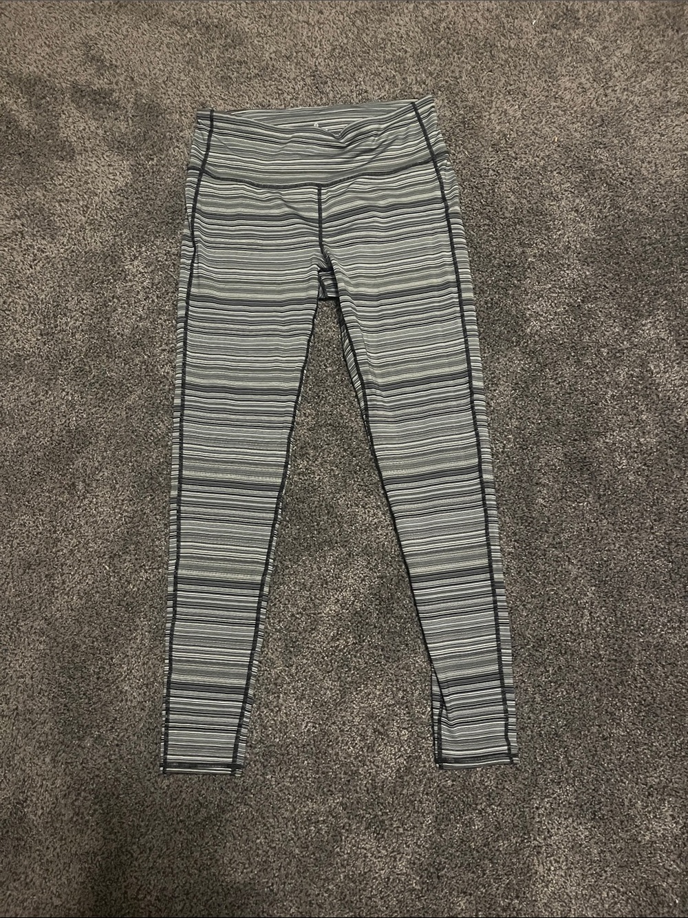 Athleta Gray Striped High-Rise Performance Leggings